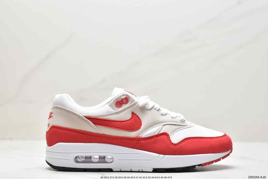 耐克 Nike Air Max 1 减震防滑 复古 低帮 休闲跑步鞋 “白红” 908375-103