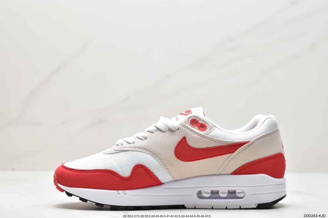 运动鞋, 跑步鞋, Swoosh, Nike Air Max 1, Nike Air Max, Nike Air, NIKE, Air Max 1, Air Max, 908375-103 - 耐克 Nike Air Max 1 减震防滑 复古 低帮 休闲跑步鞋 “白红” 908375-103