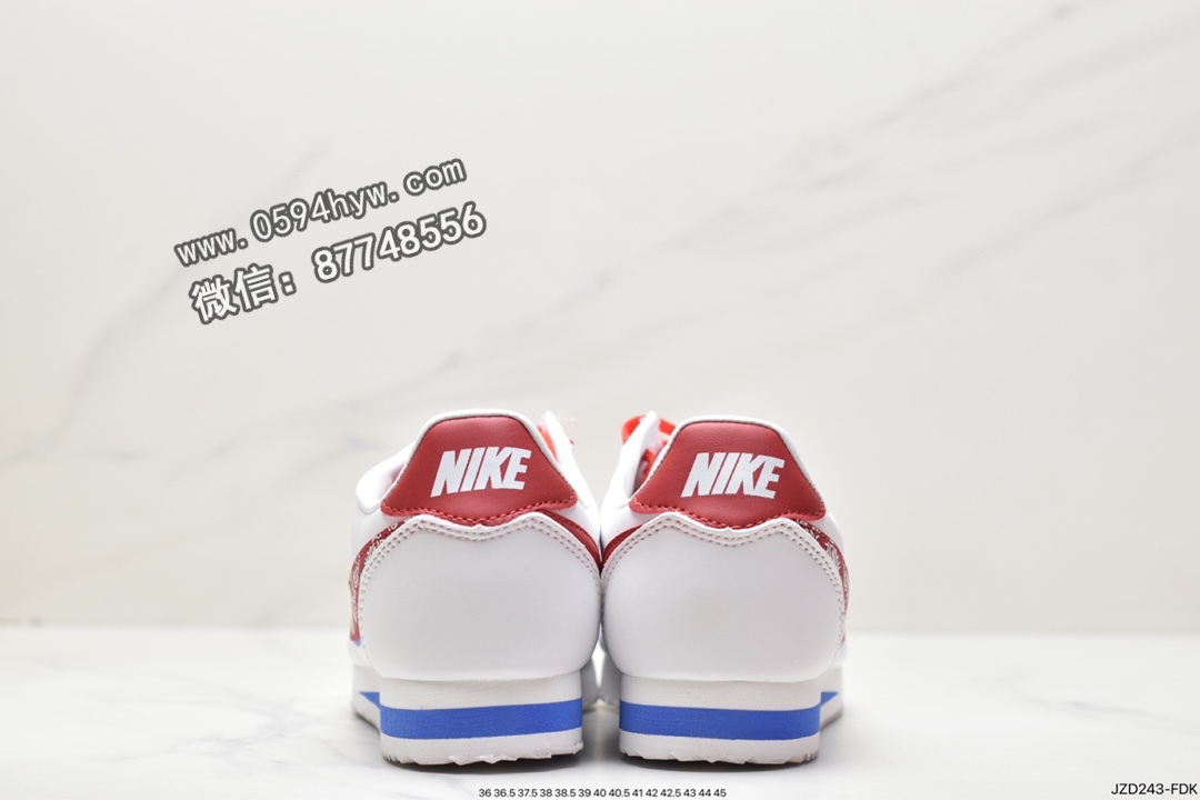 跑步鞋, 腰果花, 耐克, 休闲鞋, Nike Classic CortesLeather, NIKE, 807471-103 - 耐克 Nike Classic CortesLeather 极简主义 腰果花细腻 低帮 跑步鞋 红蓝白 807471-103