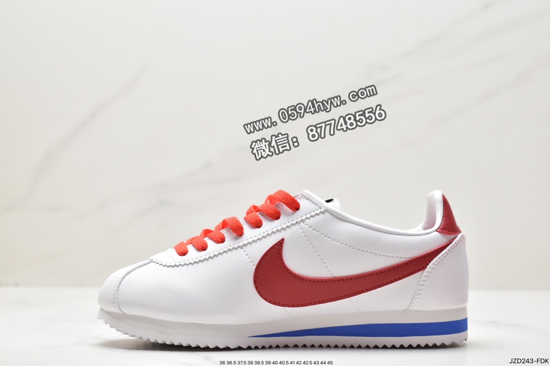 跑步鞋, 腰果花, 耐克, 休闲鞋, Nike Classic CortesLeather, NIKE, 807471-103 - 耐克 Nike Classic CortesLeather 极简主义 腰果花细腻 低帮 跑步鞋 红蓝白 807471-103