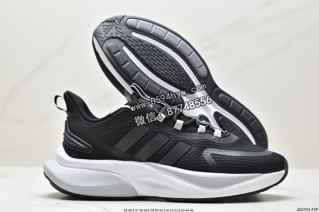 阿迪达斯, 跑步鞋, HP6144, BOUNCE, Alphabounce, adidas AlphaBounce + SustainableBounce, Adidas Alphabounce, Adidas - 阿迪达斯 adidas AlphaBounce + SustainableBounce 轻便耐磨防滑 低帮 跑步鞋 黑色 HP6144