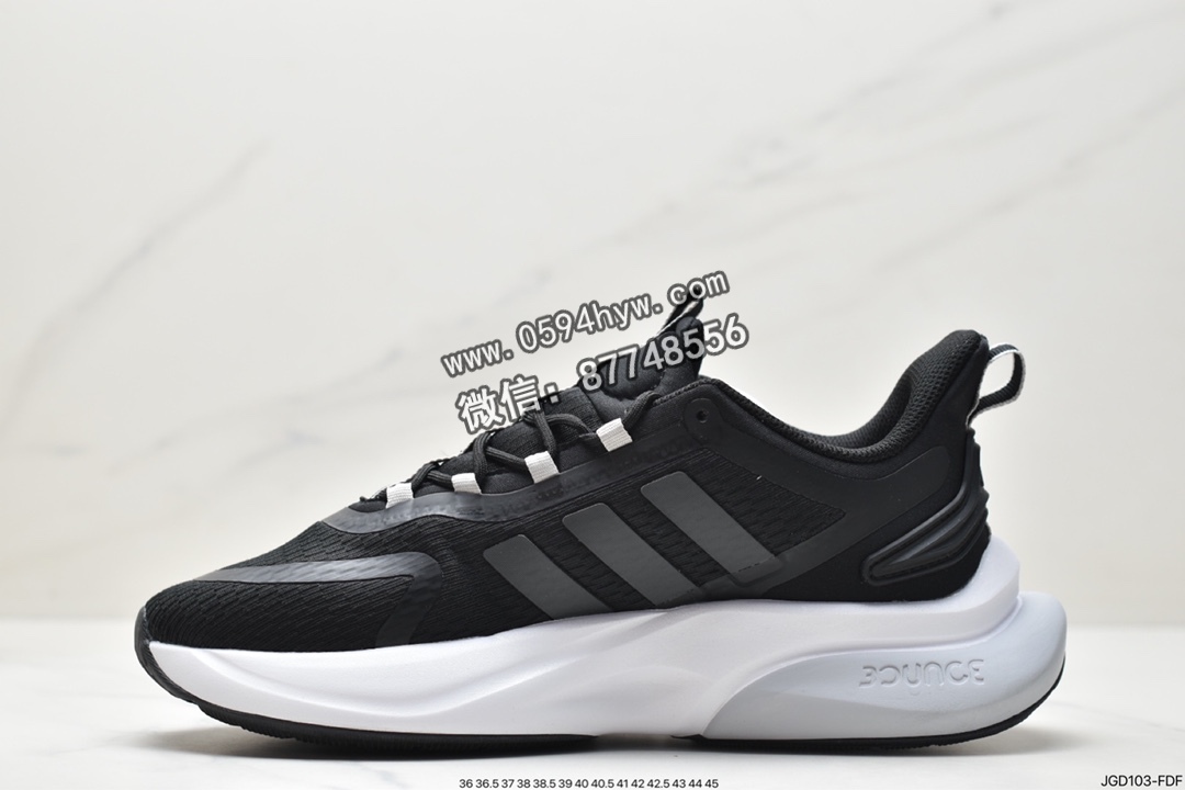 阿迪达斯, 跑步鞋, HP6144, BOUNCE, Alphabounce, adidas AlphaBounce + SustainableBounce, Adidas Alphabounce, Adidas - 阿迪达斯 adidas AlphaBounce + SustainableBounce 轻便耐磨防滑 低帮 跑步鞋 黑色 HP6144