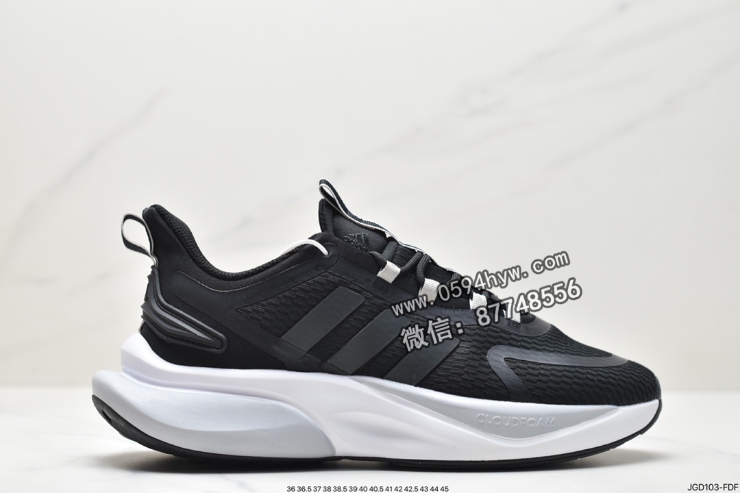 阿迪达斯 adidas AlphaBounce + SustainableBounce 轻便耐磨防滑 低帮 跑步鞋 黑色 HP6144