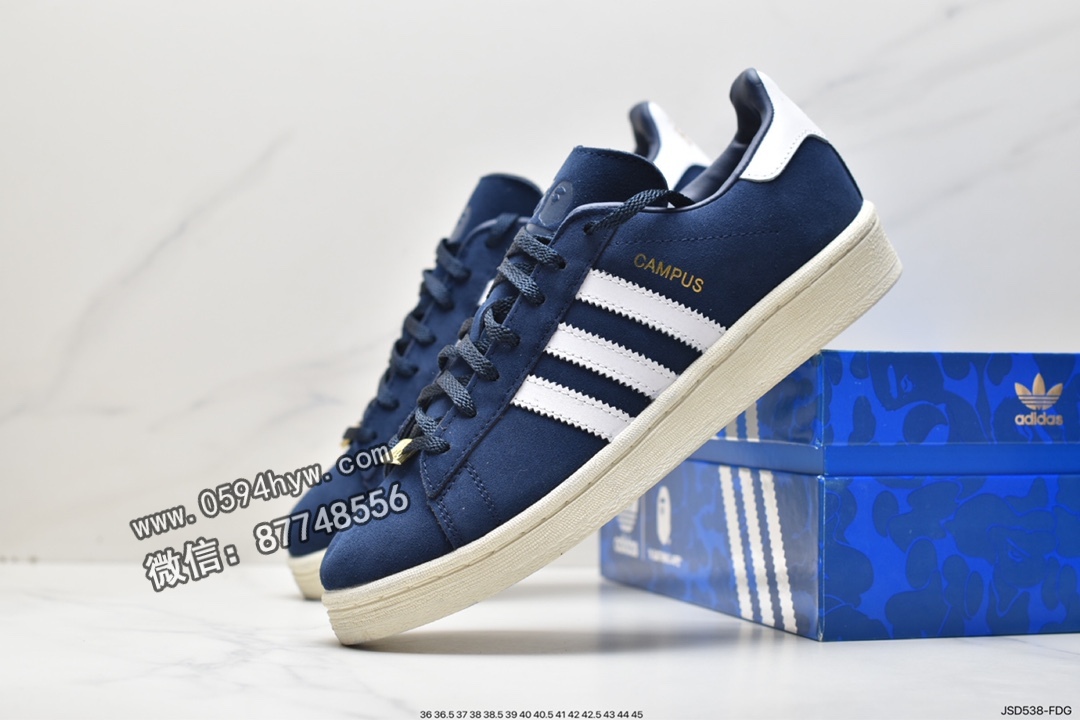 板鞋, 休闲板鞋, Originals, Adidas originals x A BATHING APE Campus 80, adidas Originals, Adidas, A Bathing Ape, 0ZXSNM191907K - 阿迪达斯 Adidas originals x A BATHING APE Campus 80 低帮休闲板鞋 男女同款 午夜蓝 0ZXSNM191907K