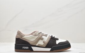 FENDI 芬迪 Match sneaters 皮革 低帮系带 时尚板鞋 女款 白灰色 8E8252A1NF1IJF