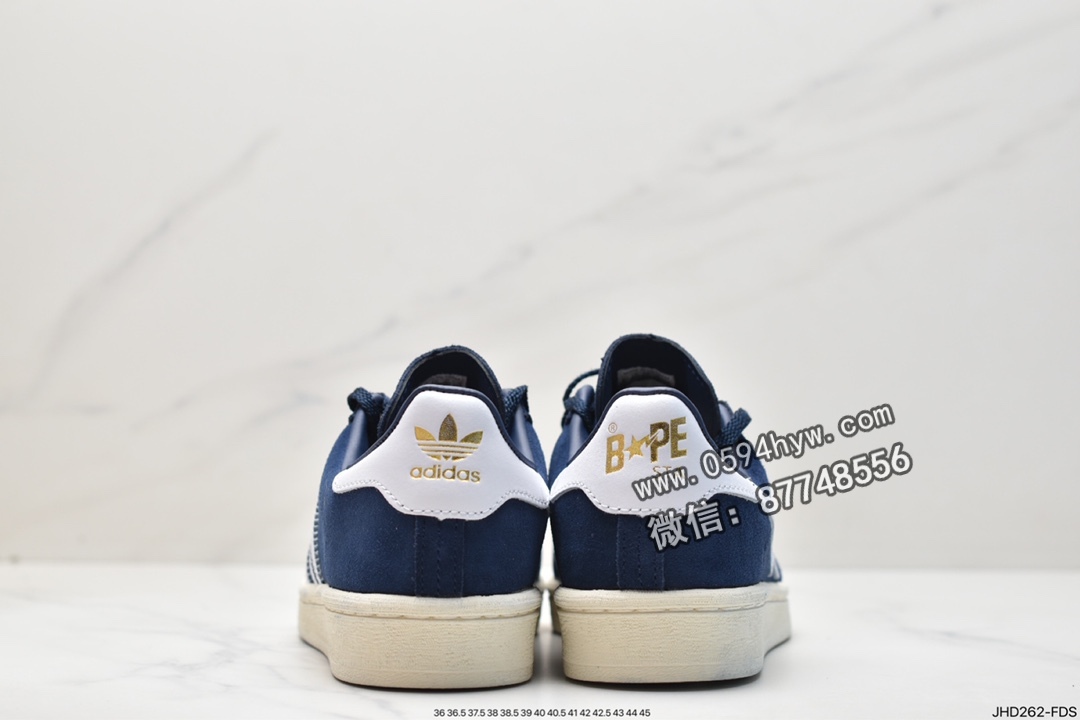 板鞋, 休闲鞋, 休闲板鞋, Originals, Original, Adidas originals x A BATHING APE Campus 80, adidas Originals, Adidas, A Bathing Ape, 0ZXSNM191907K - 阿迪达斯 Adidas originals x A BATHING APE Campus 80 潮流复古 低帮 休闲板鞋 男女同款 午夜蓝 0ZXSNM191907K