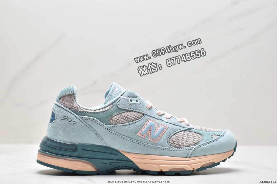 新百伦 Joe Freshgoods x New Balance NB 993 防滑耐磨透气 低帮 休闲跑步鞋 男女同款 蓝绿色 MR993JF1