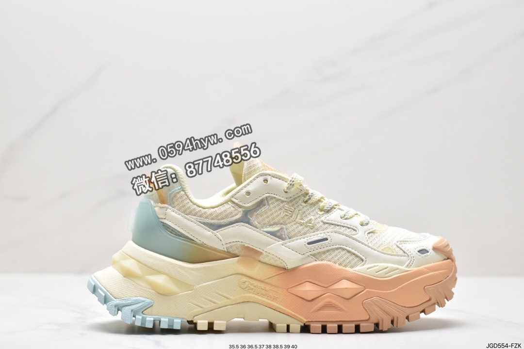 FILA FUSION 斐乐潮牌 防滑耐磨 低帮 运动休闲鞋女款 黄绿 T12W321301FLG