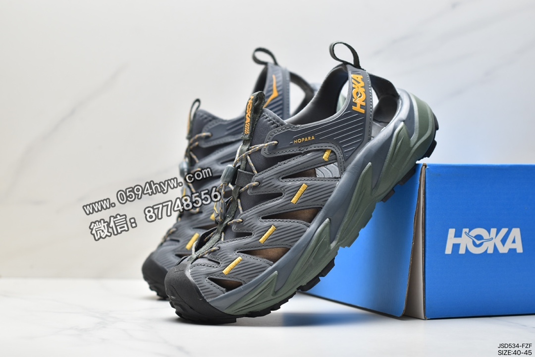 HOKA ONE ONE Hopara, 1106535 - HOKA ONE ONE Hopara 防滑耐磨透气 户外凉鞋 墨绿色 1106535