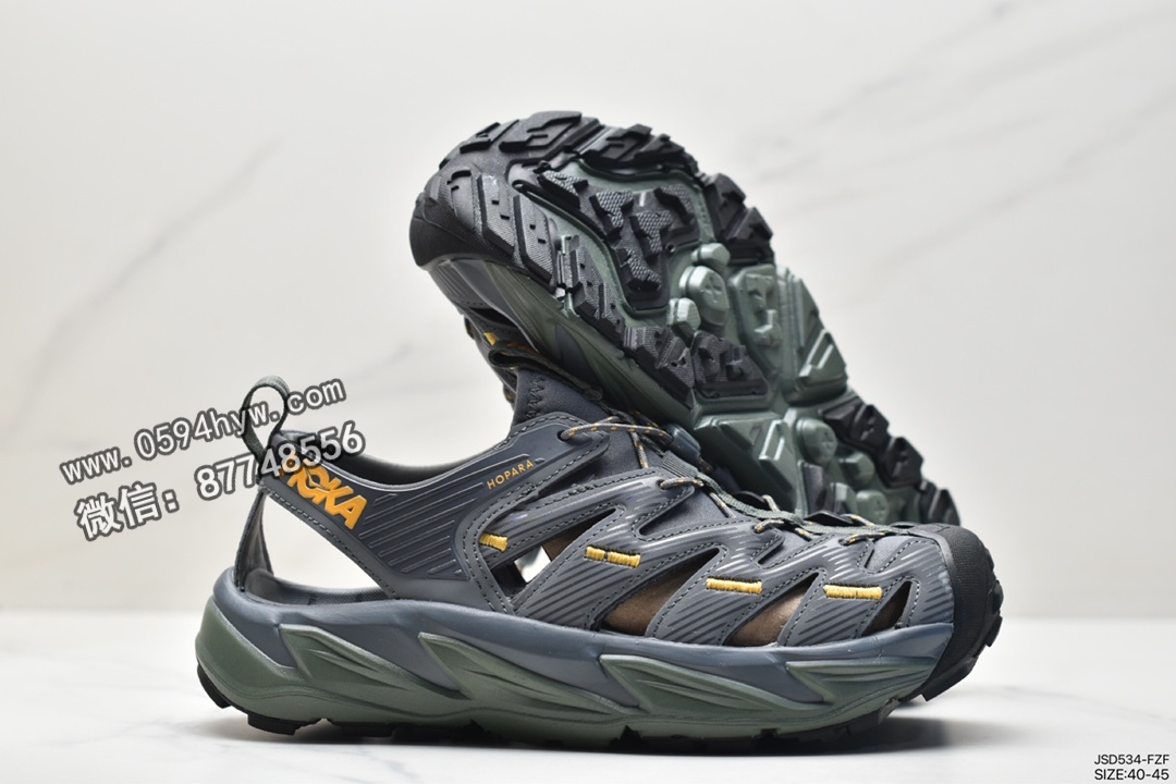 HOKA ONE ONE Hopara, 1106535 - HOKA ONE ONE Hopara 防滑耐磨透气 户外凉鞋 墨绿色 1106535