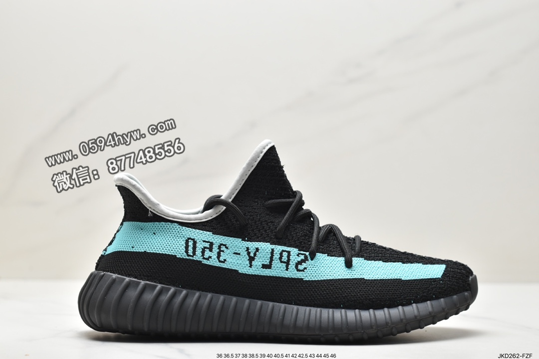 阿迪达斯 椰子350 Yeezy Boost 350 V2 百搭轻便 防滑减震透气 低帮 休闲运动慢跑鞋 黑绿色 TF1382