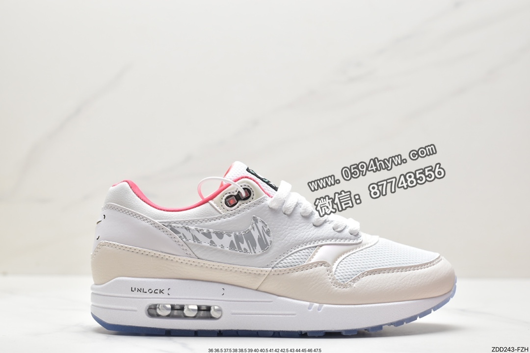 耐克 Nike Air Max 1“Unlock Your Space” 减震耐磨 低帮 运动休闲鞋 男款 白红 FN0608-101