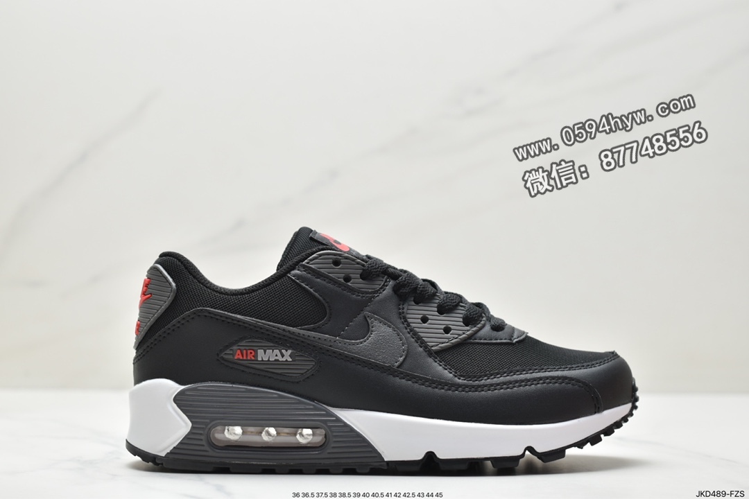 耐克 Nike Air Max 90 休闲复古 防滑减震 低帮跑鞋 黑红 DH8010-002