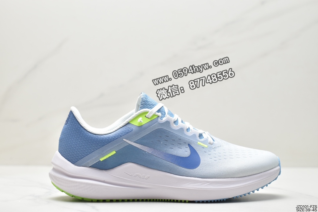 耐克 Nike Air Zoom Winflo 10 防滑耐磨 透气减震 低帮 休闲跑步鞋 蓝白 DV4023-103