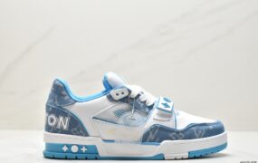 路易威登 Louis Vuitton Trainer Sneaker Low 时尚百搭 休闲运动板鞋 蓝白 1A9ZI6