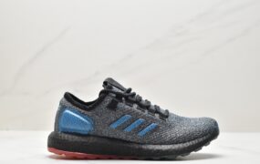 阿迪达斯 adidas Pure Boost 2017 Pure Boost 防滑耐磨减震 低帮 跑步鞋 男女同款 黑蓝 B37783