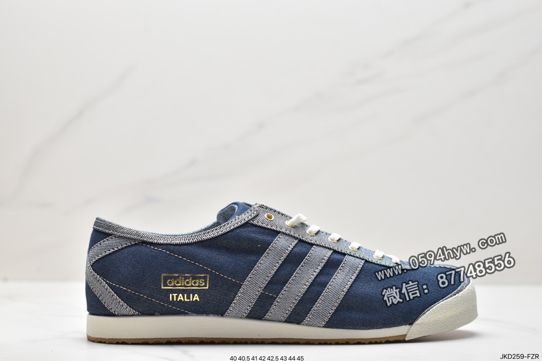 阿迪达斯 adidas originals Denim ltalia Spzl 防滑耐磨低帮运动休闲鞋 男女同款 蓝白 HP8843