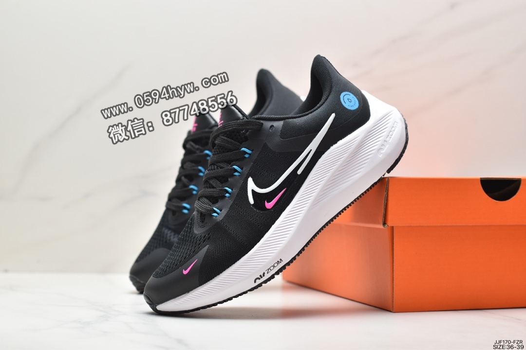 跑步鞋, Zoom Air, Zoom, Nike Air Zoom Winflo 8, Nike Air, NIKE, Flywire, DC3727-008, Air Zoom - 耐克 Nike Air Zoom Winflo 8代 防滑耐磨减震 低帮 休闲跑步鞋 黑白色 DC3727-008