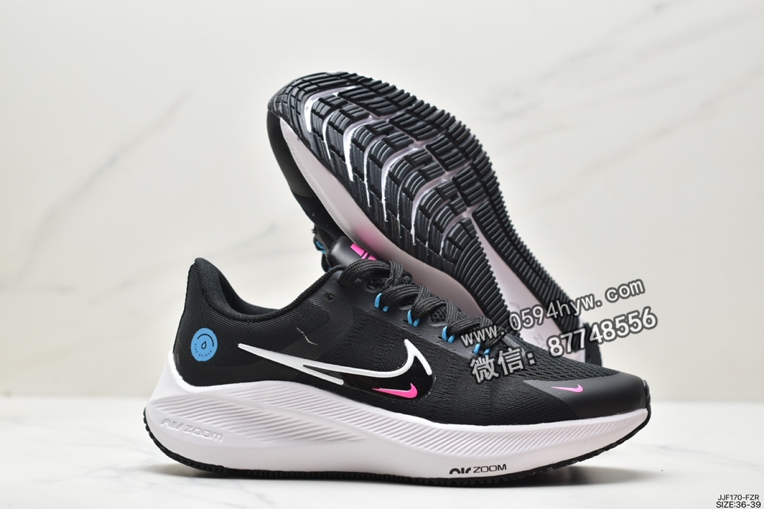 跑步鞋, Zoom Air, Zoom, Nike Air Zoom Winflo 8, Nike Air, NIKE, Flywire, DC3727-008, Air Zoom - 耐克 Nike Air Zoom Winflo 8代 防滑耐磨减震 低帮 休闲跑步鞋 黑白色 DC3727-008