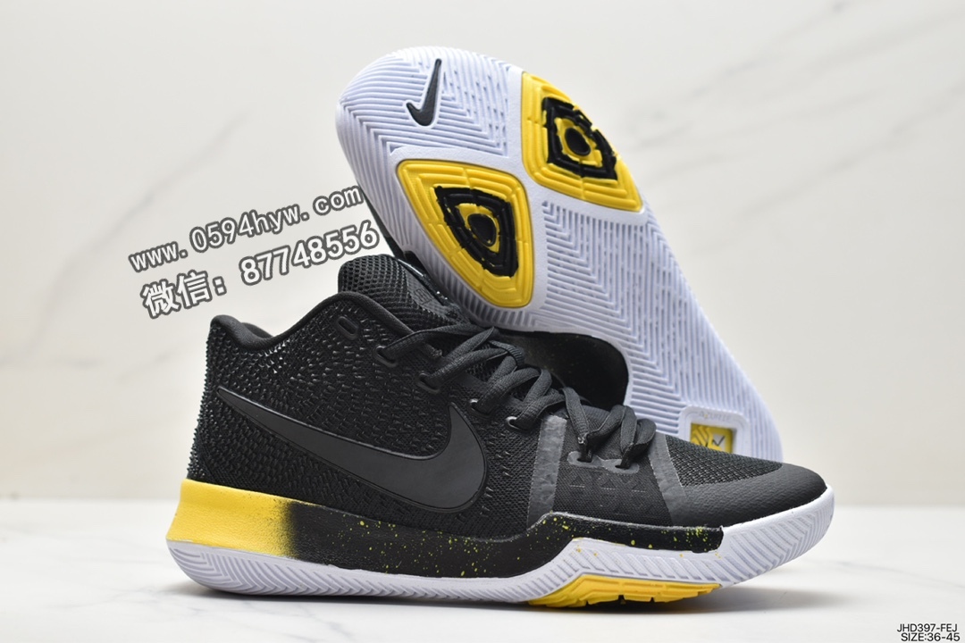 耐克, 篮球鞋, 欧文, 实战篮球鞋, Zoom Air, Zoom, Swoosh, Nike Kyrie 3 Black Yellow, NIKE, Kyrie Irving, Black, 852396-901 - 耐克 欧文 Nike Kyrie 3 Black Yellow 防滑耐磨 低帮 实战篮球鞋 男款 黑黄 852396-901