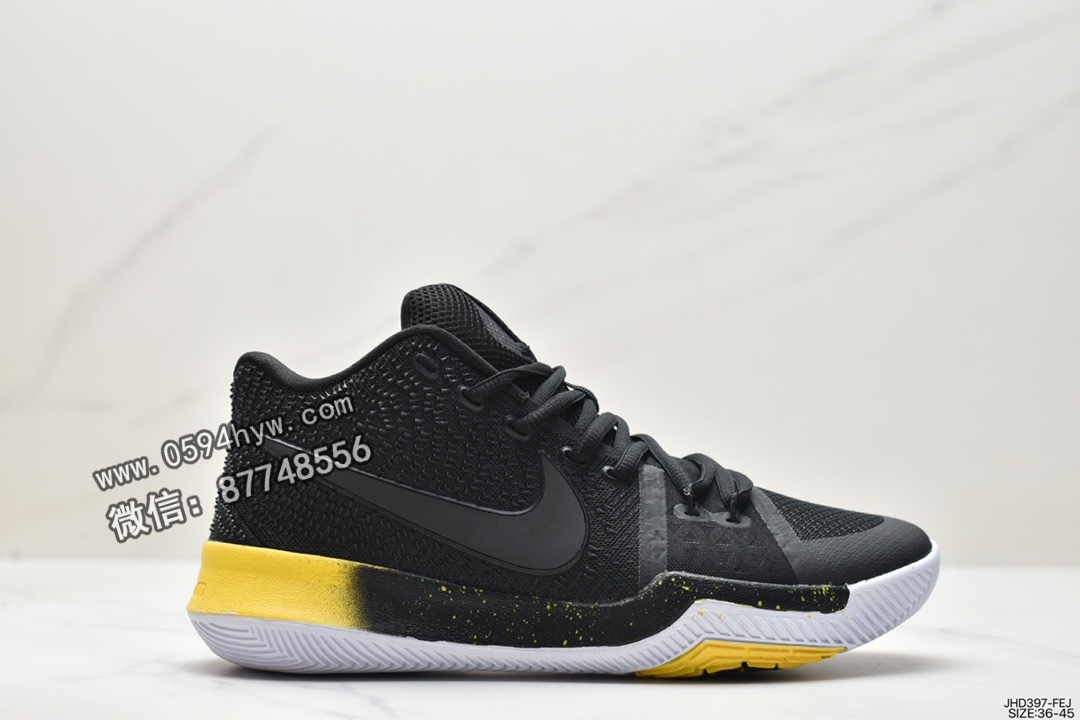 耐克 欧文 Nike Kyrie 3 Black Yellow 防滑耐磨 低帮 实战篮球鞋 男款 黑黄 852396-901