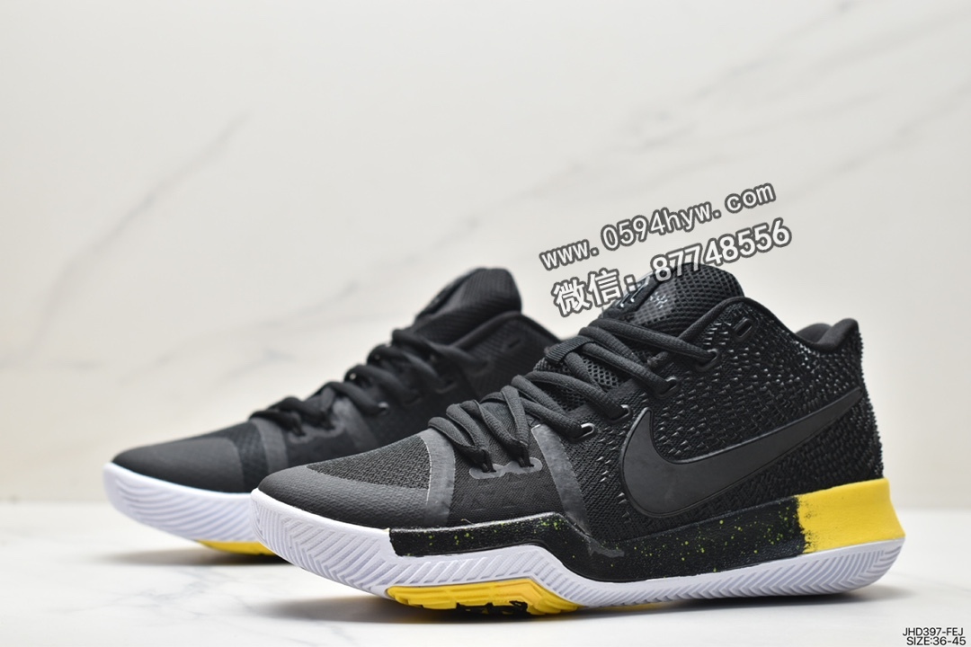 耐克, 篮球鞋, 欧文, 实战篮球鞋, Zoom Air, Zoom, Swoosh, Nike Kyrie 3 Black Yellow, NIKE, Kyrie Irving, Black, 852396-901 - 耐克 欧文 Nike Kyrie 3 Black Yellow 防滑耐磨 低帮 实战篮球鞋 男款 黑黄 852396-901