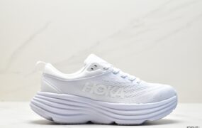 HOKA ONE ONE Bondi 8 邦代8 防滑耐磨减震 低帮 运动跑步鞋 女款 白色 1127952-WWH