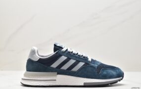 阿迪达斯 adidas originals ZX 500 RM BOOST 拼接 轻便防滑 低帮 休闲运动鞋 男款 蓝白 F36966