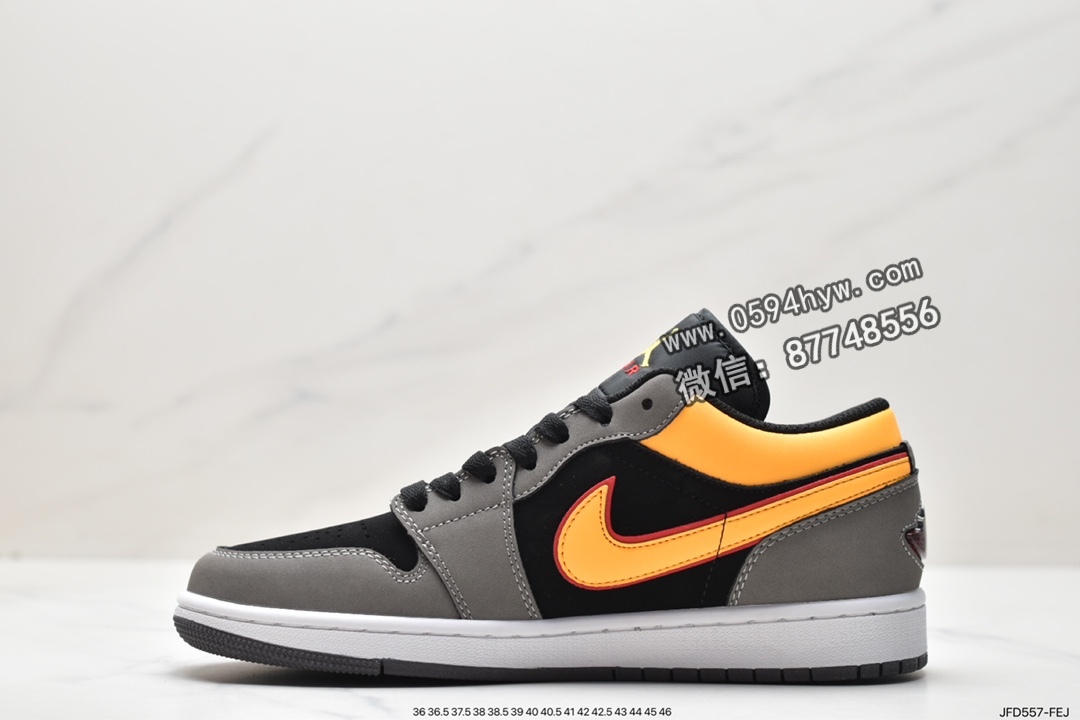 篮球鞋, Jordan Air Jordan 1Low“Grey Black Yellow", Jordan, FN7308-008, Black, Aj1, Air Jordan 1 Low, Air Jordan 1, Air Jordan - 乔丹 AJ1 Jordan Air Jordan 1Low“Grey Black Yellow" 耐磨透气 低帮 复古篮球鞋 男款 灰黑黄 FN7308-008