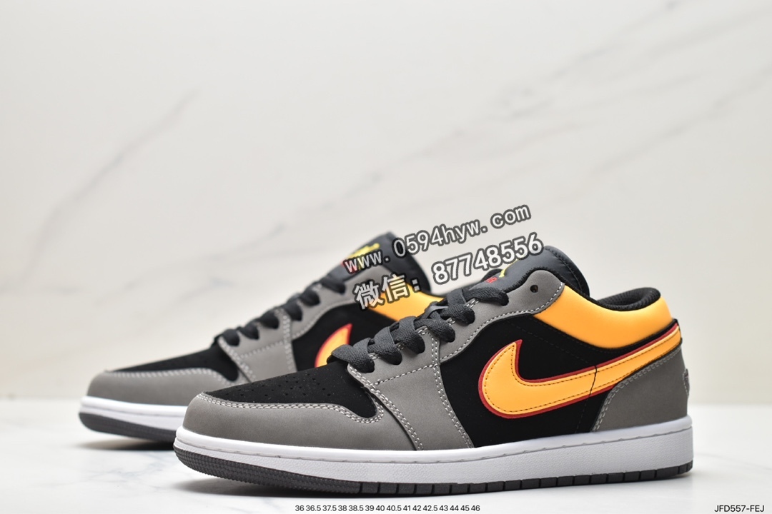 篮球鞋, Jordan Air Jordan 1Low“Grey Black Yellow", Jordan, FN7308-008, Black, Aj1, Air Jordan 1 Low, Air Jordan 1, Air Jordan - 乔丹 AJ1 Jordan Air Jordan 1Low“Grey Black Yellow" 耐磨透气 低帮 复古篮球鞋 男款 灰黑黄 FN7308-008