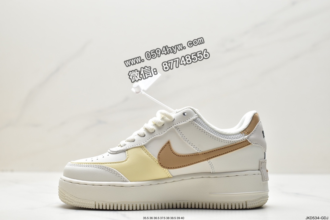 板鞋, Swoosh, Nike Air Force 1Low Shadow, Nike Air Force 1 Low, Nike Air Force 1, Nike Air, NIKE, FORCE 1, CI0919-113, Air Force 1 Low, Air Force 1 - 耐克 Nike Air Force 1Low Shadow 舒适潮流 耐磨防滑低帮 板鞋 女款 白棕 CI0919-113