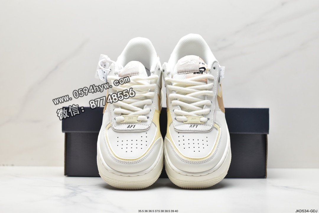 板鞋, Swoosh, Nike Air Force 1Low Shadow, Nike Air Force 1 Low, Nike Air Force 1, Nike Air, NIKE, FORCE 1, CI0919-113, Air Force 1 Low, Air Force 1 - 耐克 Nike Air Force 1Low Shadow 舒适潮流 耐磨防滑低帮 板鞋 女款 白棕 CI0919-113