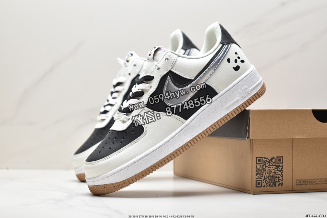 熊猫, 板鞋, Nike Air Force 1Low“82”, Nike Air Force 1 Low, Nike Air Force 1, Nike Air, NIKE, FORCE 1, DX6065-101, Air Force 1 Low, Air Force 1 - 耐克 Nike Air Force 1Low“82”双勾小熊猫 反转黑白 防滑耐磨 低帮 休闲运动板鞋 女款 黑白 DX6065-101