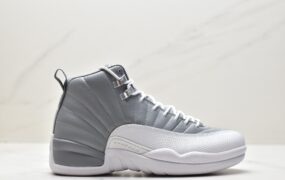 乔丹 AJ12 Jordan Air Jordan 12 retro“stealth” 潮流 防滑耐磨减震 高帮 复古篮球鞋 男款 灰白 DV6989-001