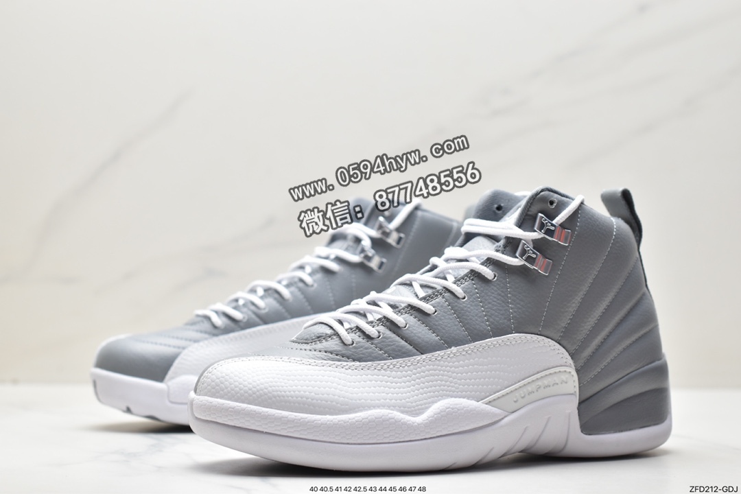 高帮, 篮球鞋, Jordan Air Jordan 12 retro“stealth", Jordan, DV6989-001, Aj1, Air Jordan 12, Air Jordan 1, Air Jordan - 乔丹 AJ12 Jordan Air Jordan 12 retro“stealth" 潮流 防滑耐磨减震 高帮 复古篮球鞋 男款 灰白 DV6989-001