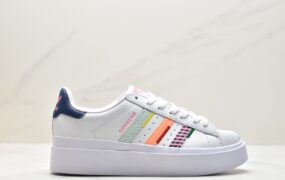 阿迪达斯 adidas originals Superstar 经典贝壳头 防滑耐磨 低帮 休闲板鞋 女款 白蓝粉 GZ2203