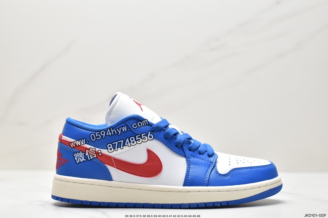 乔丹 Jordan Air Jordan 1“Sport Blue” 减震防滑耐磨 低帮 复古篮球鞋 女款 蓝白 DC0774 416