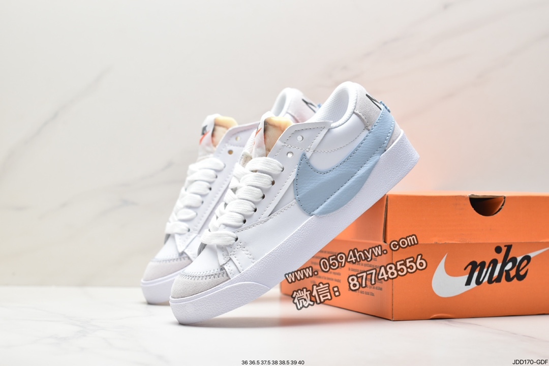 运动鞋, 运动板鞋, 篮球鞋, 板鞋, Swoosh, Nike Blazer low77 Jumbo, Nike Blazer Low, Nike Blazer, NIKE, DR9865-101, Blazer - 耐克 Nike Blazer low77 Jumbo 皮革 复古休闲 防滑耐磨 低帮运动板鞋 女款 白蓝 DR9865-101