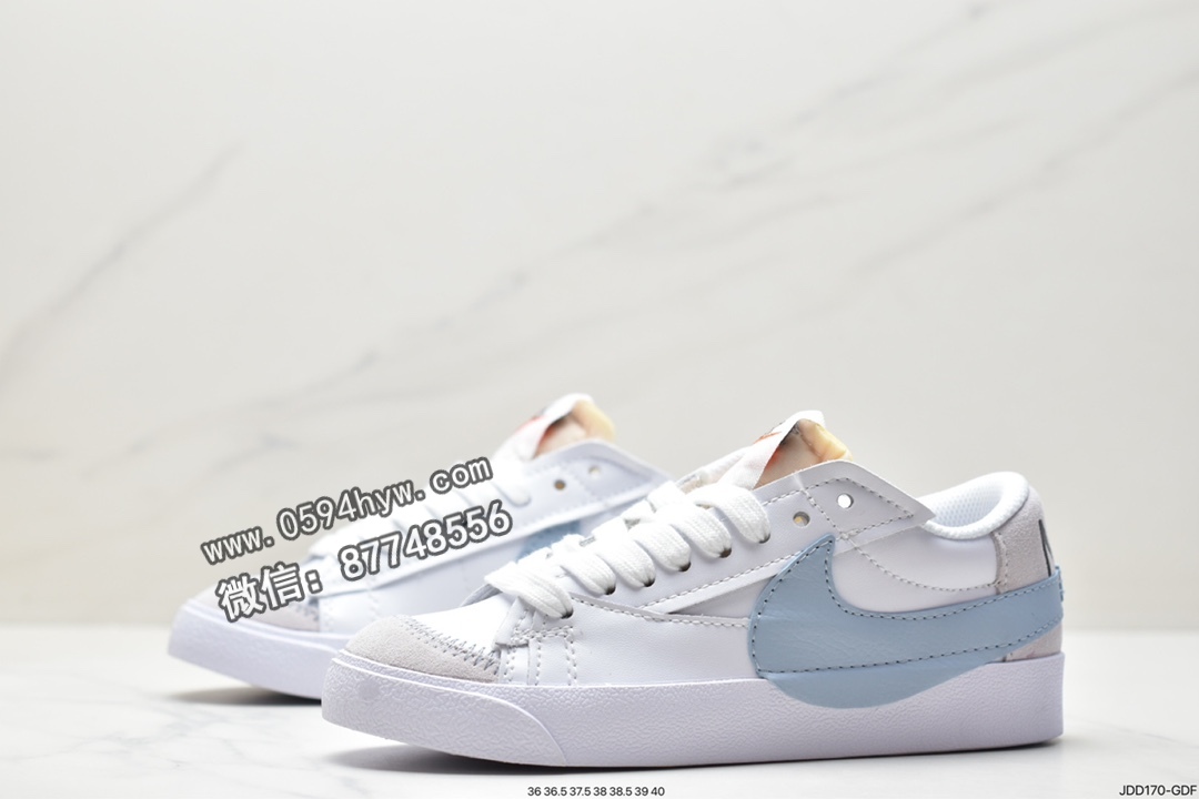 运动鞋, 运动板鞋, 篮球鞋, 板鞋, Swoosh, Nike Blazer low77 Jumbo, Nike Blazer Low, Nike Blazer, NIKE, DR9865-101, Blazer - 耐克 Nike Blazer low77 Jumbo 皮革 复古休闲 防滑耐磨 低帮运动板鞋 女款 白蓝 DR9865-101