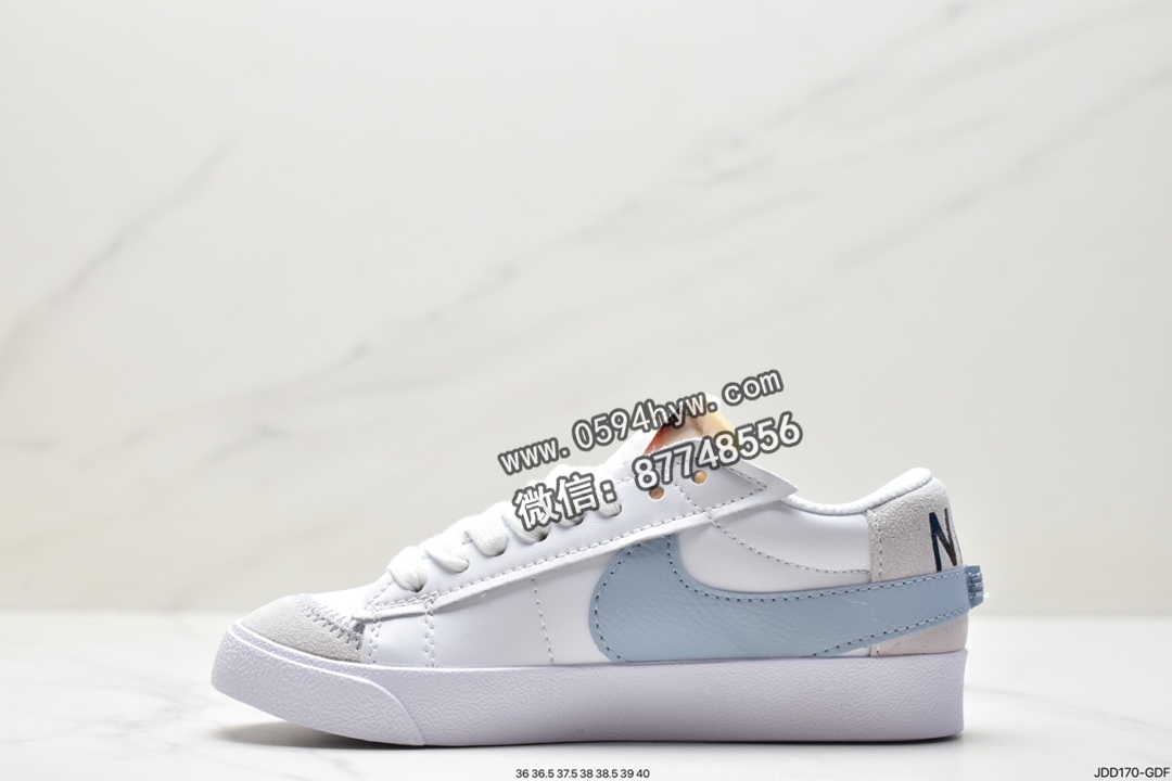 运动鞋, 运动板鞋, 篮球鞋, 板鞋, Swoosh, Nike Blazer low77 Jumbo, Nike Blazer Low, Nike Blazer, NIKE, DR9865-101, Blazer - 耐克 Nike Blazer low77 Jumbo 皮革 复古休闲 防滑耐磨 低帮运动板鞋 女款 白蓝 DR9865-101