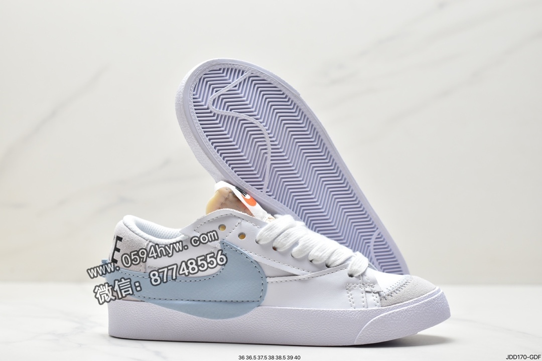 运动鞋, 运动板鞋, 篮球鞋, 板鞋, Swoosh, Nike Blazer low77 Jumbo, Nike Blazer Low, Nike Blazer, NIKE, DR9865-101, Blazer - 耐克 Nike Blazer low77 Jumbo 皮革 复古休闲 防滑耐磨 低帮运动板鞋 女款 白蓝 DR9865-101