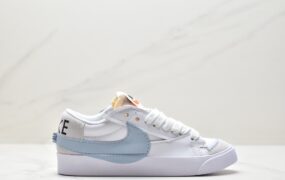 耐克 Nike Blazer low77 Jumbo 皮革 复古休闲 防滑耐磨 低帮运动板鞋 女款 白蓝 DR9865-101