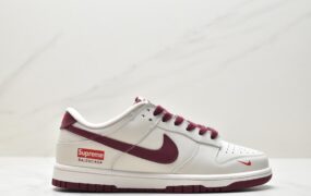 耐克 supreme x Nike Dunk Low 防滑耐磨 低帮 休闲运动板鞋 白红 FC1688-008