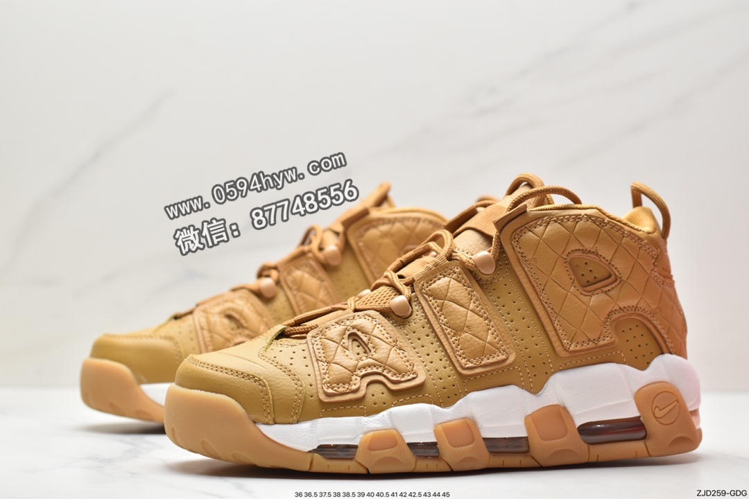 运动鞋, 耐克, 篮球鞋, 小麦色, Nike Air More Uptempo Wheat Gum, Nike Air More Uptempo, Nike Air, NIKE, DX3375-700 - 耐克 Nike Air More Uptempo Wheat Gum 防滑耐磨 中帮 复古篮球鞋 女款 小麦色 DX3375-700