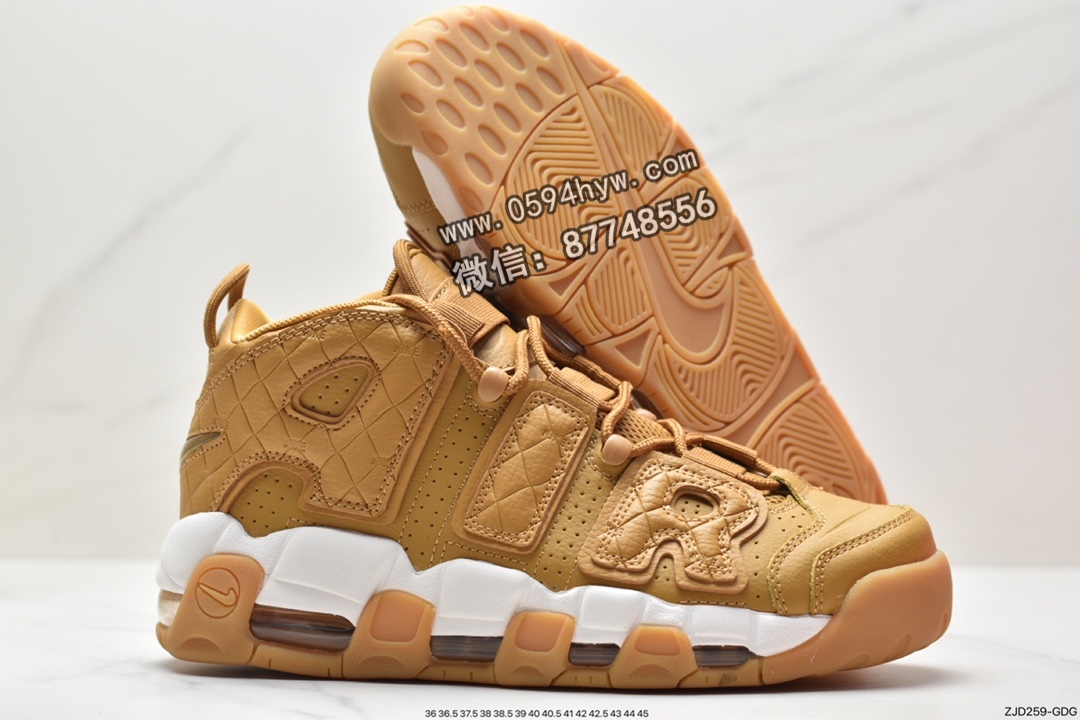 运动鞋, 耐克, 篮球鞋, 小麦色, Nike Air More Uptempo Wheat Gum, Nike Air More Uptempo, Nike Air, NIKE, DX3375-700 - 耐克 Nike Air More Uptempo Wheat Gum 防滑耐磨 中帮 复古篮球鞋 女款 小麦色 DX3375-700