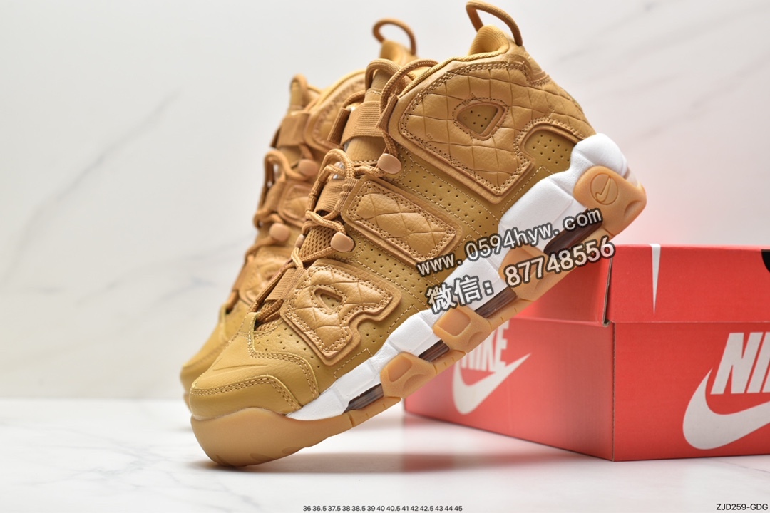 运动鞋, 耐克, 篮球鞋, 小麦色, Nike Air More Uptempo Wheat Gum, Nike Air More Uptempo, Nike Air, NIKE, DX3375-700 - 耐克 Nike Air More Uptempo Wheat Gum 防滑耐磨 中帮 复古篮球鞋 女款 小麦色 DX3375-700