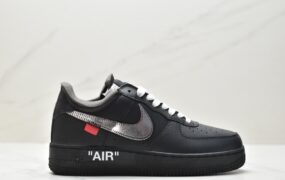 耐克 OFF-White x Nike Air Force 1 防滑耐磨减震 低帮 休闲运动板鞋 黑色银勾 AV5210 001