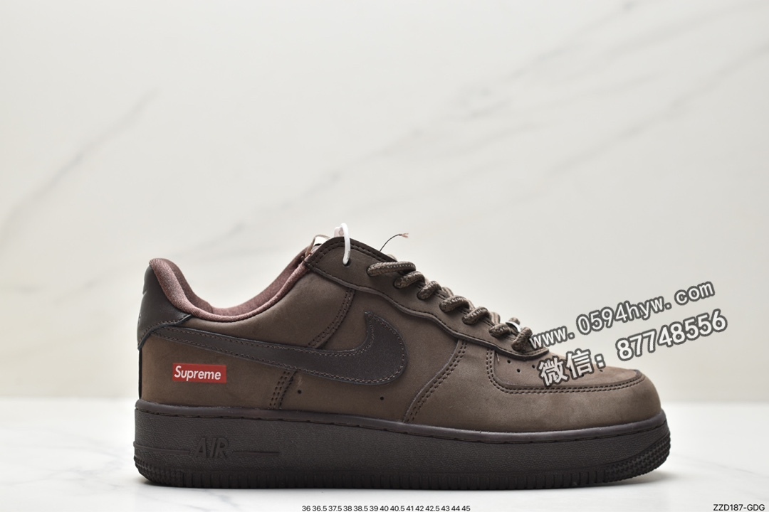 耐克 Supreme xNike Air Force 1Low”BaroaueBrown” 潮流防滑减震 低帮 休闲板鞋 棕色 CU9225-200