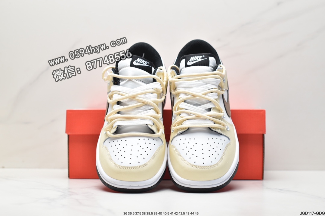 板鞋, SB Dunk Low, Nike SB Dunk Low"Green/Beige", Nike SB Dunk Low, Nike SB Dunk, Nike SB, Dunk Low, Dunk, CW1590-100 - 耐克 Nike SB Dunk Low"Green/Beige"绑绳解构风 防滑耐磨 低帮 休闲运动滑板板鞋 米白黄 CW1590-100