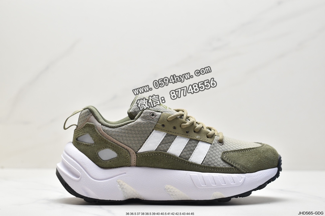 阿迪达斯 adidas originals ZX 22 Boost 舒适防滑耐磨 低帮 休闲运动跑鞋 男款 军绿 GX2040